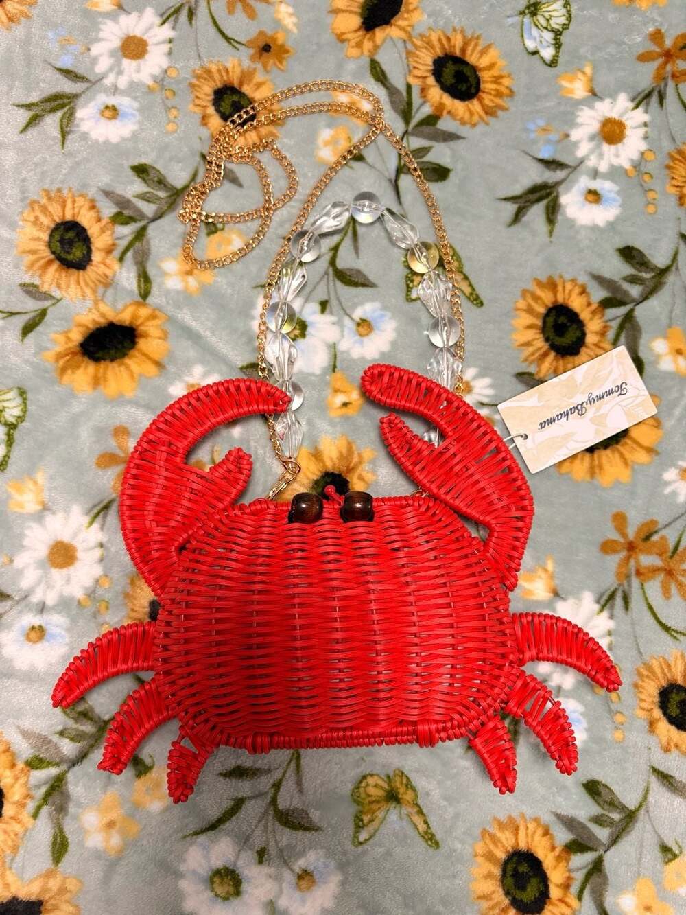 Tommy Bahama Red Wicker Crab Novelty Crossbody Bag Coastal Resort Nautical